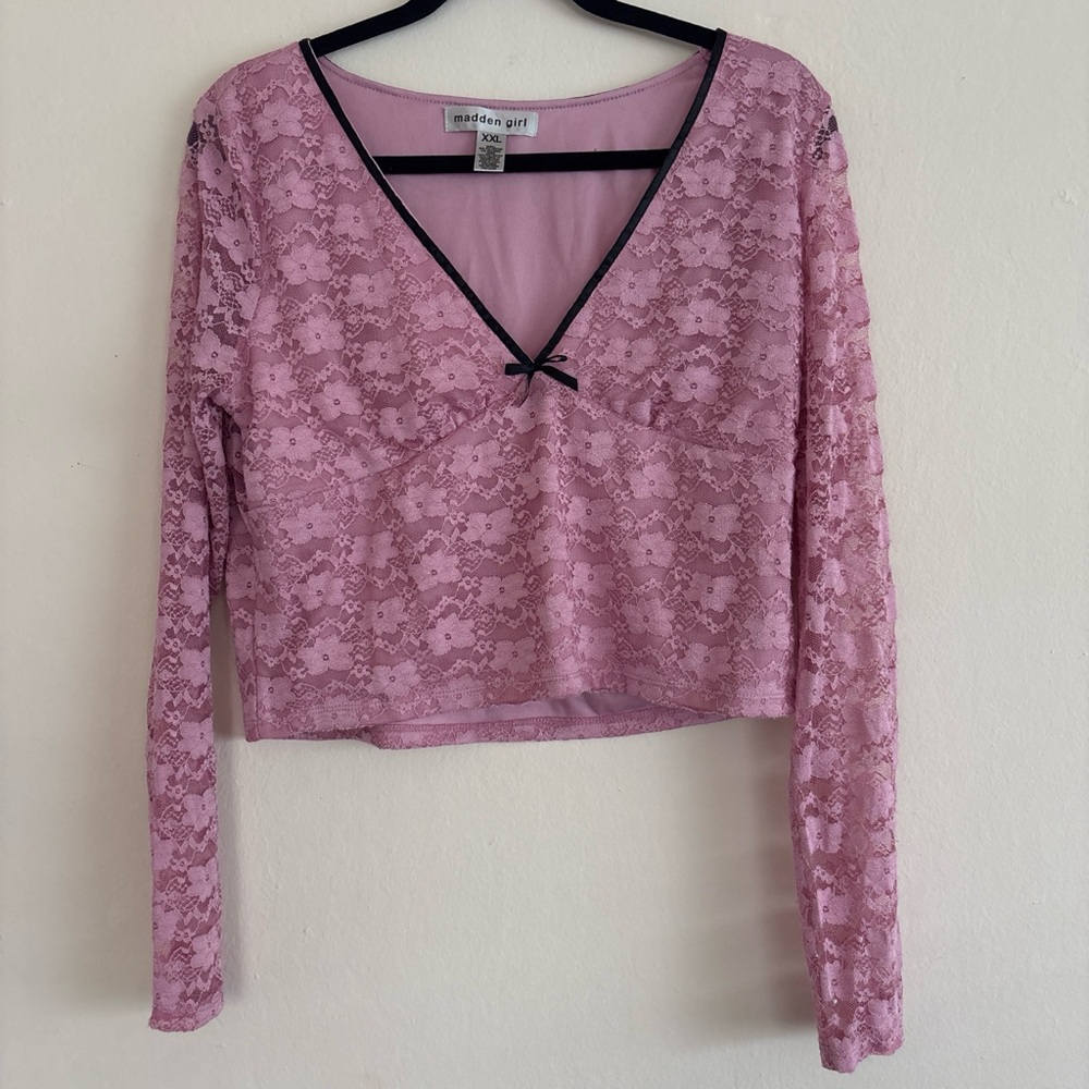 NWOT Madden Girl Pink Lace Long Sleeve Top